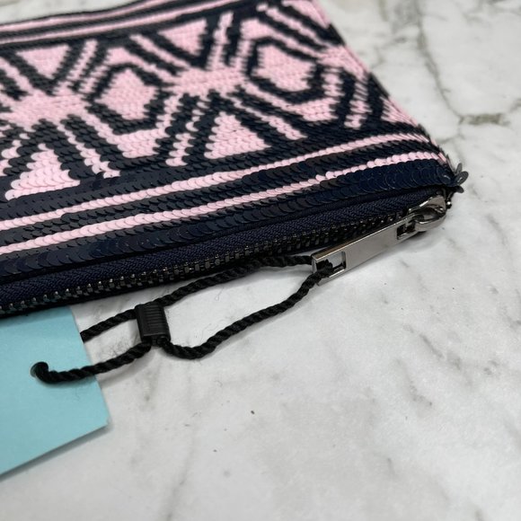Kookai Navy Pink Sequin Pouch Bag Clutch - Picture 8 of 12